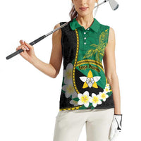 Personalised PNG Enga Provins Women Sleeveless Polo Shirt Papua New Guinea Plumeria Melanesian Pattern LT14 - Polynesian Pride
