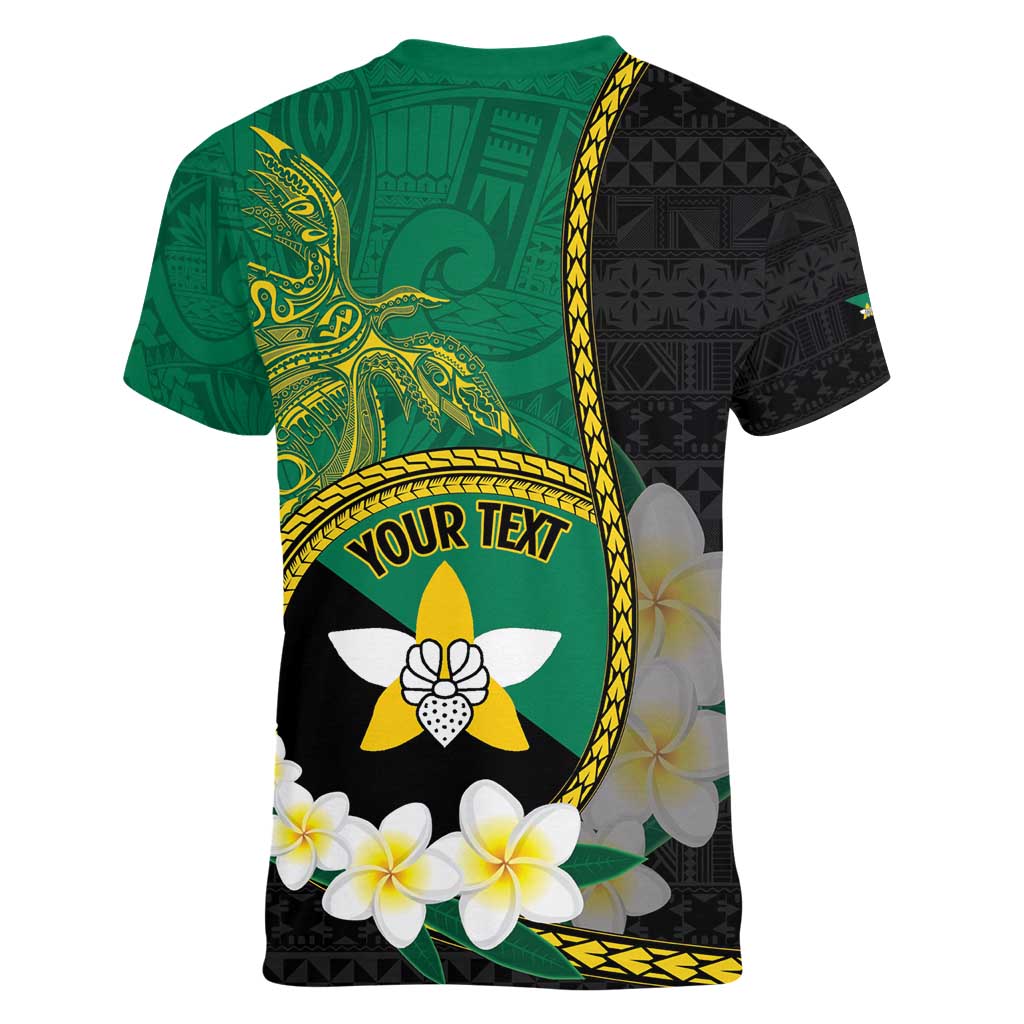 Personalised PNG Enga Provins Women V-Neck T-Shirt Papua New Guinea Plumeria Melanesian Pattern LT14 - Polynesian Pride