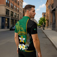 Personalised PNG Enga Provins Zipper Polo Shirt Papua New Guinea Plumeria Melanesian Pattern LT14 - Polynesian Pride