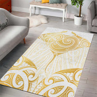 Gold White New Zealand Manta Ray Area Rug Aotearoa Maori Haehae - Polynesian Pride