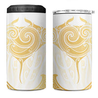 Gold White New Zealand Manta Ray 4 in 1 Can Cooler Tumbler Aotearoa Maori Haehae LT14 One Size: 16 oz White - Polynesian Pride