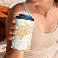 Gold White New Zealand Manta Ray 4 in 1 Can Cooler Tumbler Aotearoa Maori Haehae LT14 - Polynesian Pride