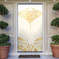 Gold White New Zealand Manta Ray Door Cover Aotearoa Maori Haehae LT14 White - Polynesian Pride