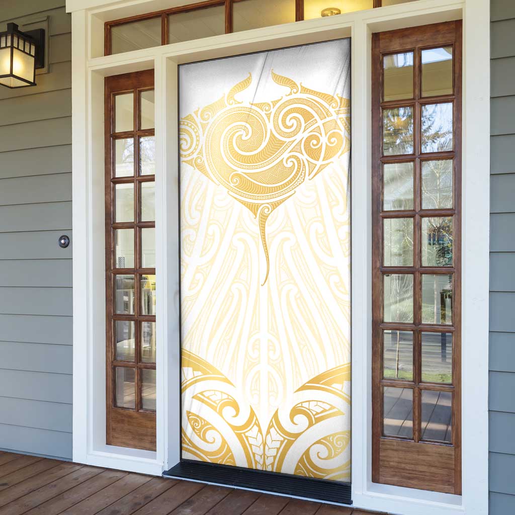 Gold White New Zealand Manta Ray Door Cover Aotearoa Maori Haehae LT14 - Polynesian Pride