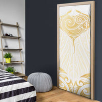 Gold White New Zealand Manta Ray Door Cover Aotearoa Maori Haehae LT14 - Polynesian Pride