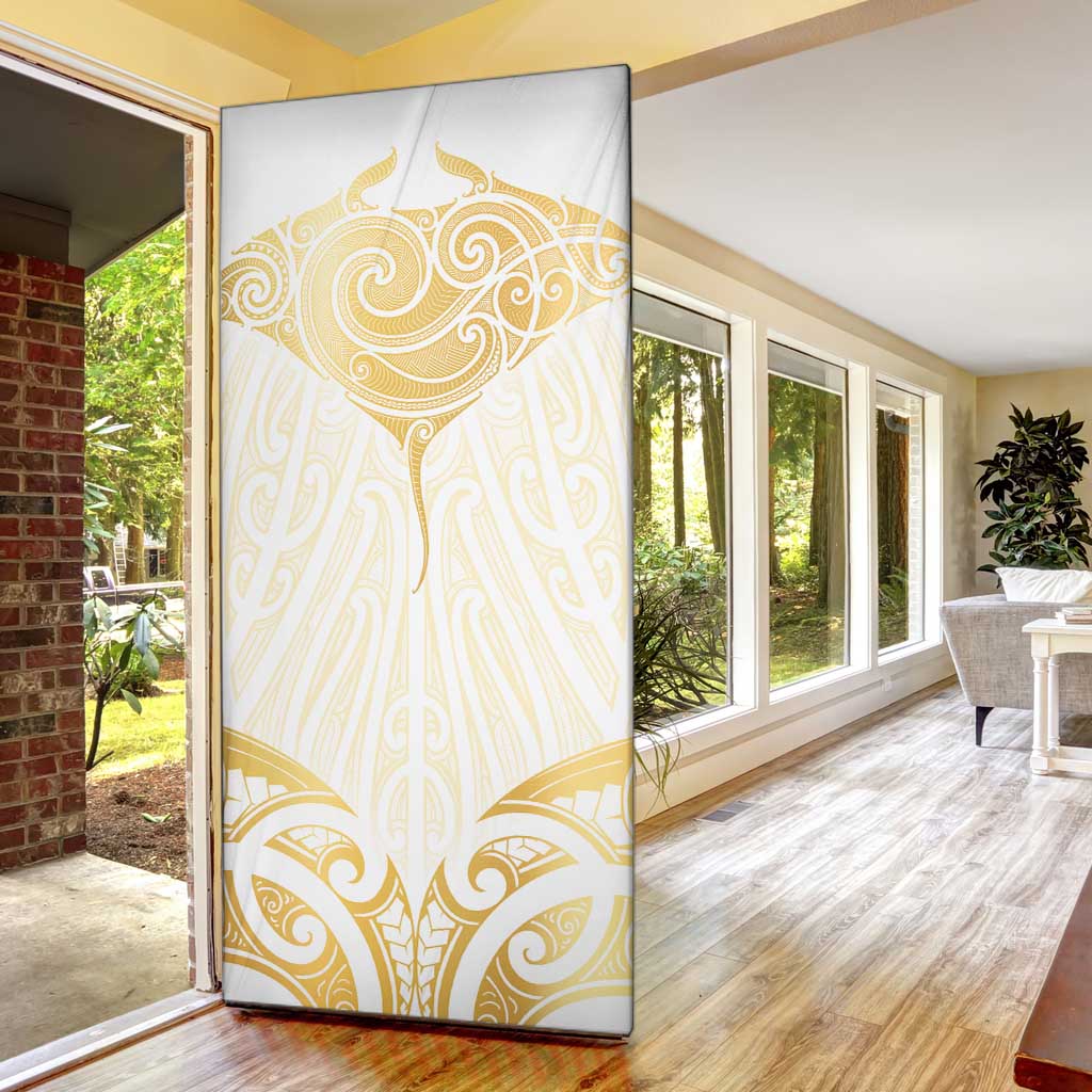 Gold White New Zealand Manta Ray Door Cover Aotearoa Maori Haehae LT14 - Polynesian Pride