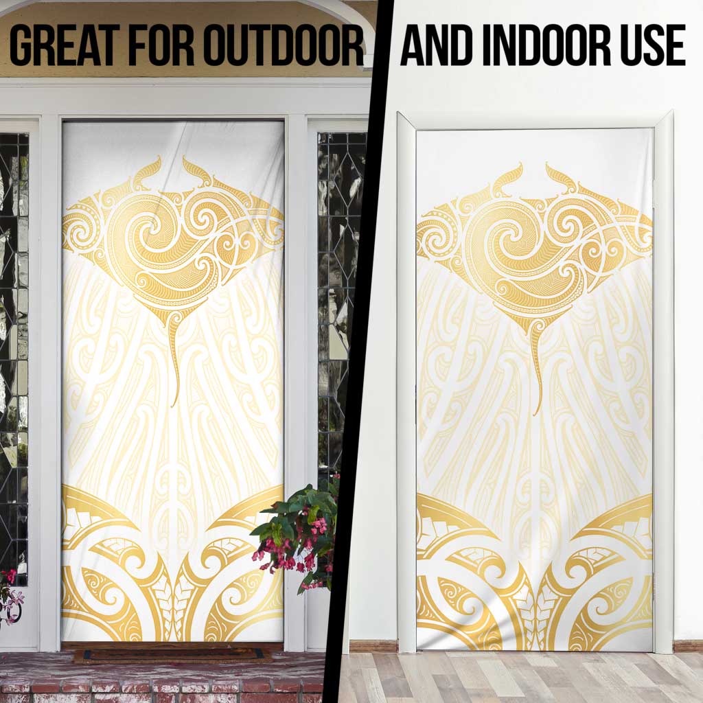 Gold White New Zealand Manta Ray Door Cover Aotearoa Maori Haehae LT14 - Polynesian Pride