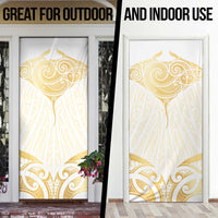 Gold White New Zealand Manta Ray Door Cover Aotearoa Maori Haehae LT14 - Polynesian Pride