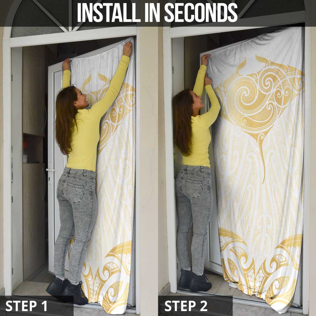 Gold White New Zealand Manta Ray Door Cover Aotearoa Maori Haehae LT14 - Polynesian Pride