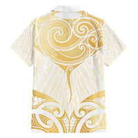 Gold White New Zealand Manta Ray Hawaiian Shirt Aotearoa Maori Haehae LT14 - Polynesian Pride