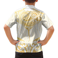 Gold White New Zealand Manta Ray Hawaiian Shirt Aotearoa Maori Haehae LT14 - Polynesian Pride
