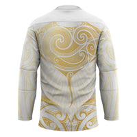 Gold White New Zealand Manta Ray Hockey Jersey Aotearoa Maori Haehae LT14 - Polynesian Pride