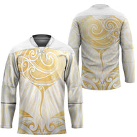 Gold White New Zealand Manta Ray Hockey Jersey Aotearoa Maori Haehae LT14 - Polynesian Pride