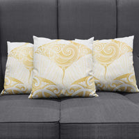Gold White New Zealand Manta Ray Pillow Cover Aotearoa Maori Haehae - Polynesian Pride