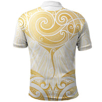 Gold White New Zealand Manta Ray Polo Shirt Aotearoa Maori Haehae - Polynesian Pride