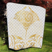 Gold White New Zealand Manta Ray Quilt Aotearoa Maori Haehae - Polynesian Pride