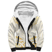 Gold White New Zealand Manta Ray Sherpa Hoodie Aotearoa Maori Haehae LT14 Unisex White - Polynesian Pride