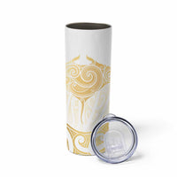 Gold White New Zealand Manta Ray Skinny Tumbler Aotearoa Maori Haehae LT14 - Polynesian Pride
