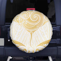 Gold White New Zealand Manta Ray Spare Tire Cover Aotearoa Maori Haehae LT14 No hole White - Polynesian Pride