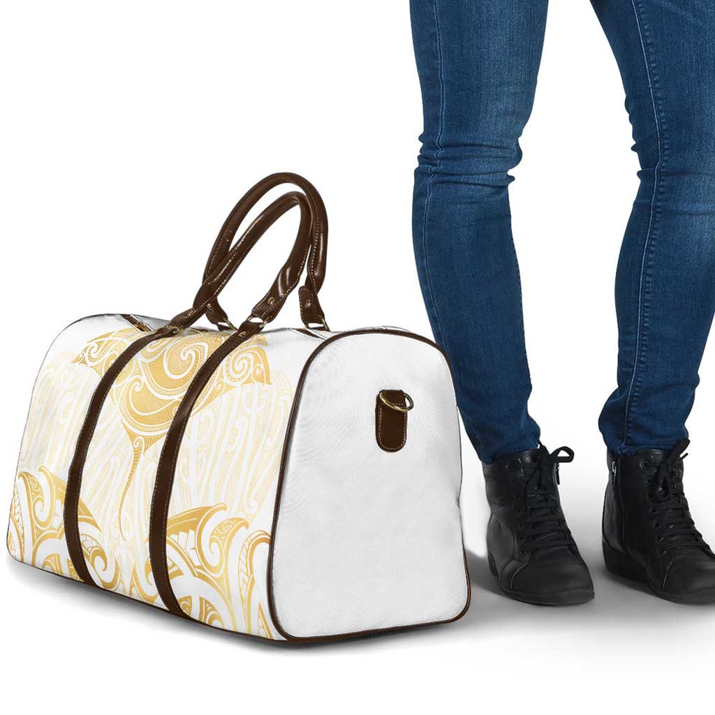 Gold White New Zealand Manta Ray Travel Bag Aotearoa Maori Haehae LT14 - Polynesian Pride