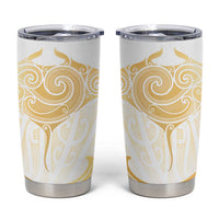 Gold White New Zealand Manta Ray Tumbler Cup Aotearoa Maori Haehae LT14 White - Polynesian Pride