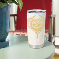 Gold White New Zealand Manta Ray Tumbler Cup Aotearoa Maori Haehae LT14 - Polynesian Pride