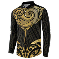 Gold Black New Zealand Manta Ray Button Sweatshirt Aotearoa Maori Haehae LT14 - Polynesian Pride