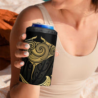 Gold Black New Zealand Manta Ray 4 in 1 Can Cooler Tumbler Aotearoa Maori Haehae LT14 - Polynesian Pride
