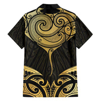 Gold Black New Zealand Manta Ray Family Matching Long Sleeve Bodycon Dress and Hawaiian Shirt Aotearoa Maori Haehae LT14 - Polynesian Pride