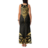 Gold Black New Zealand Manta Ray Family Matching Tank Maxi Dress and Hawaiian Shirt Aotearoa Maori Haehae LT14 - Polynesian Pride