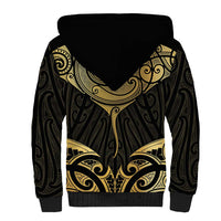 Gold Black New Zealand Manta Ray Sherpa Hoodie Aotearoa Maori Haehae LT14 - Polynesian Pride