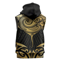 Gold Black New Zealand Manta Ray Sleeveless Hoodie Aotearoa Maori Haehae LT14 - Polynesian Pride