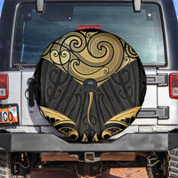 Gold Black New Zealand Manta Ray Spare Tire Cover Aotearoa Maori Haehae LT14 Black - Polynesian Pride