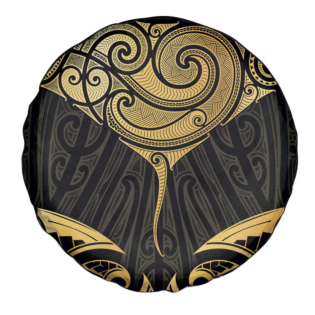 Gold Black New Zealand Manta Ray Spare Tire Cover Aotearoa Maori Haehae LT14 - Polynesian Pride