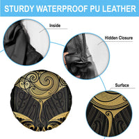Gold Black New Zealand Manta Ray Spare Tire Cover Aotearoa Maori Haehae LT14 - Polynesian Pride