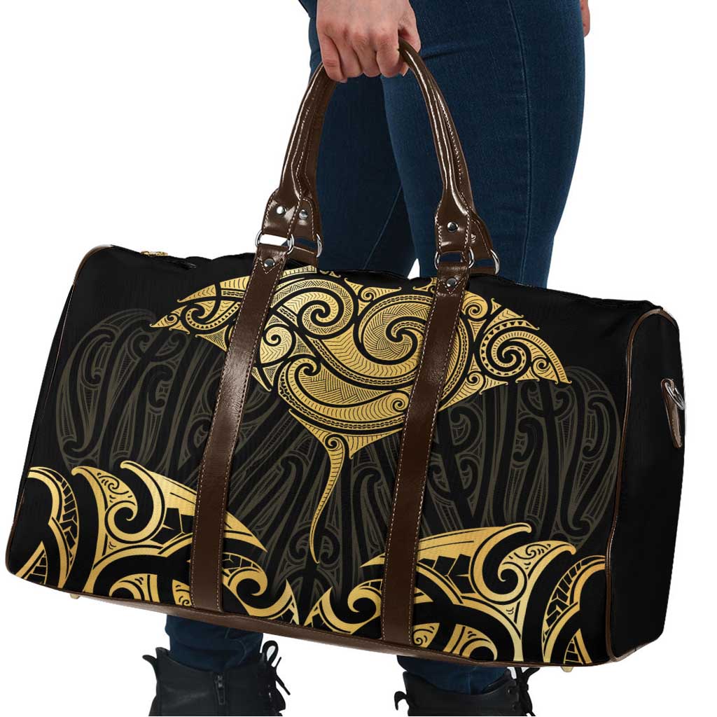 Gold Black New Zealand Manta Ray Travel Bag Aotearoa Maori Haehae LT14 - Polynesian Pride