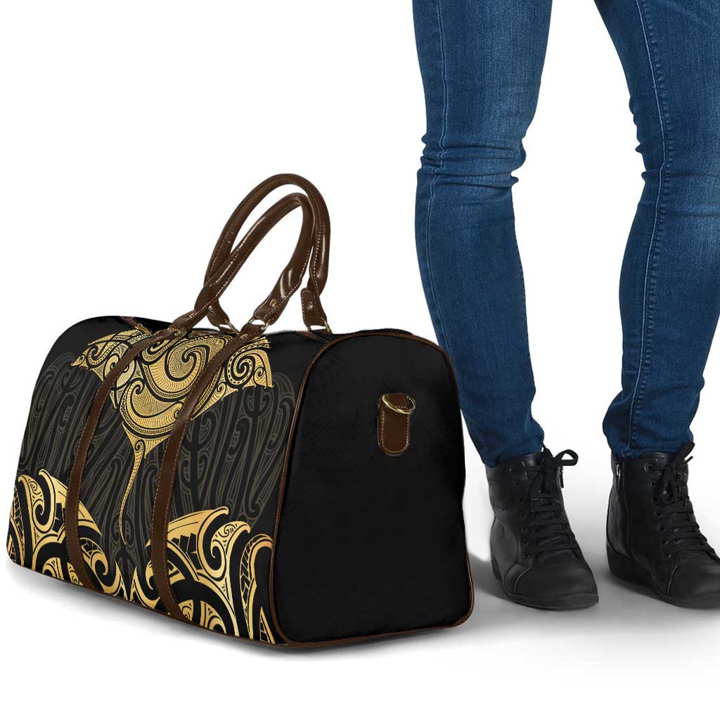 Gold Black New Zealand Manta Ray Travel Bag Aotearoa Maori Haehae LT14 - Polynesian Pride