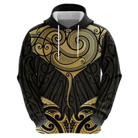 Gold Black New Zealand Manta Ray Zip Hoodie Aotearoa Maori Haehae LT14 - Polynesian Pride