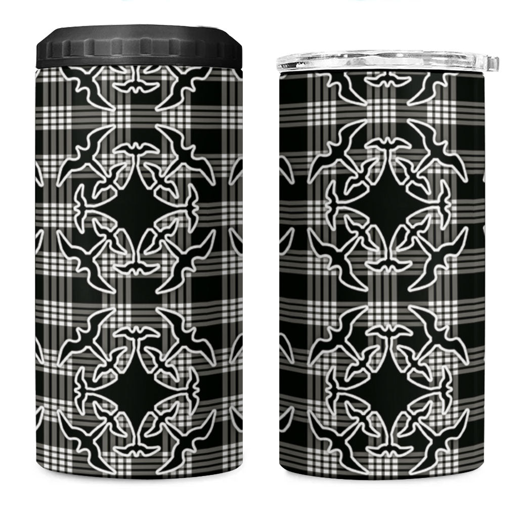 Eleele Hawaii Iwa Bird Palaka Motifs 4 in 1 Can Cooler Tumbler LT14 One Size: 16 oz Black - Polynesian Pride