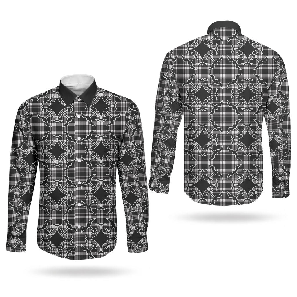 Eleele Hawaii Iwa Bird Palaka Motifs Couples Matching Mermaid Dress and Long Sleeve Button Shirt LT14 - Polynesian Pride