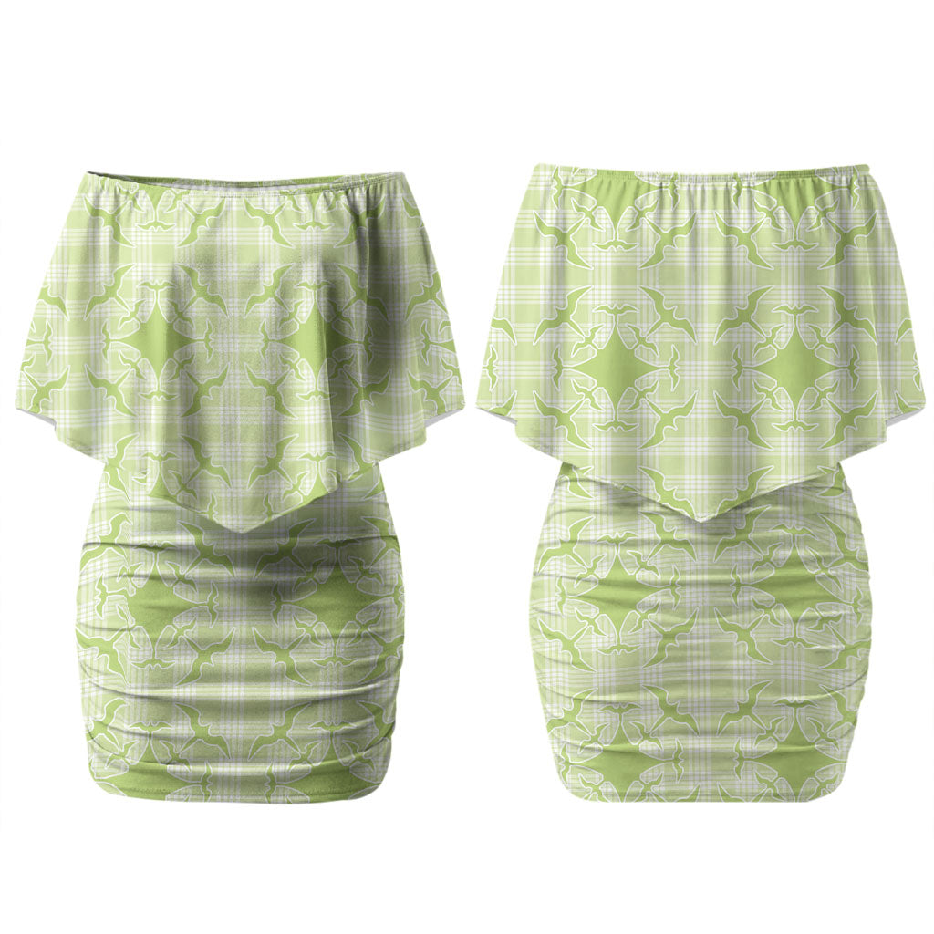 Omaomao Hawaii Iwa Bird Palaka Motifs Couples Matching Off Shoulder Short Dress and Hawaiian Shirt LT14 - Polynesian Pride