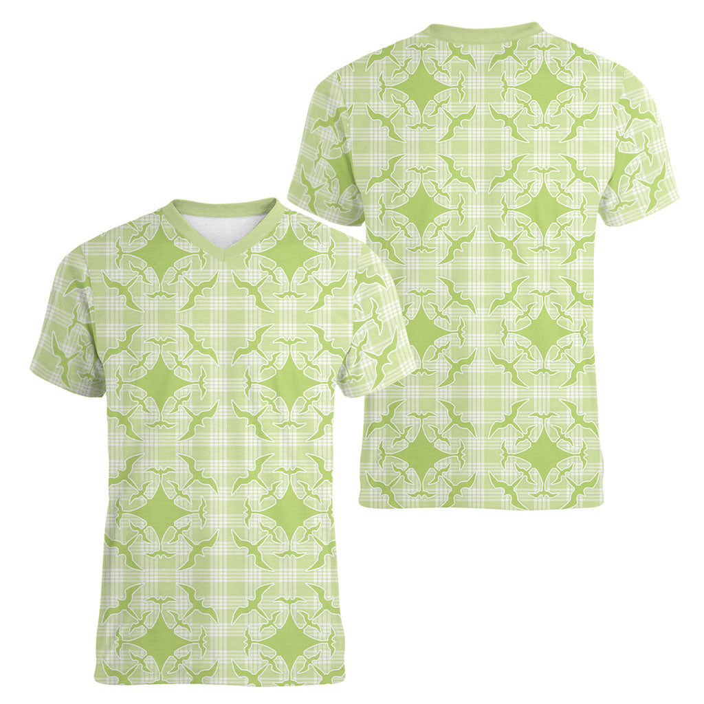 Omaomao Hawaii Iwa Bird Palaka Motifs Women V-Neck T-Shirt LT14 - Polynesian Pride
