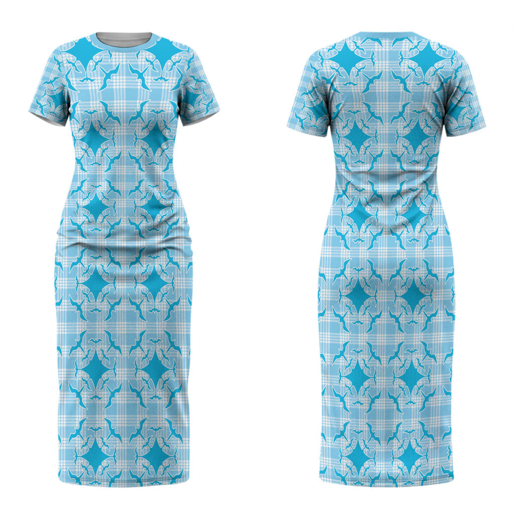 Polu Hawaii Iwa Bird Palaka Motifs Couples Matching Short Sleeve Bodycon Dress and Long Sleeve Button Shirt LT14 - Polynesian Pride