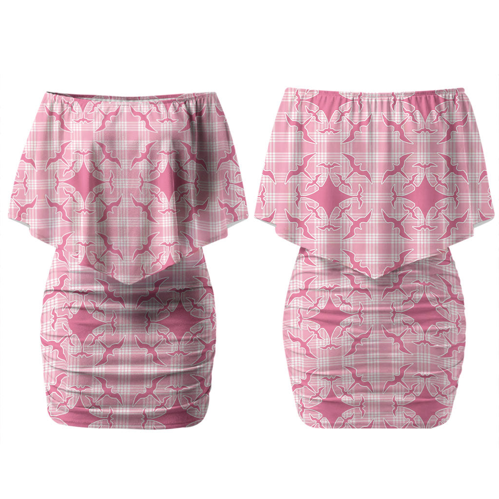 Alaka Hawaii Iwa Bird Palaka Motifs Couples Matching Off Shoulder Short Dress and Hawaiian Shirt LT14 - Polynesian Pride