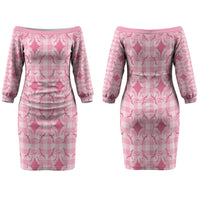Alaka Hawaii Iwa Bird Palaka Motifs Couples Matching Off The Shoulder Long Sleeve Dress and Long Sleeve Button Shirt LT14 - Polynesian Pride