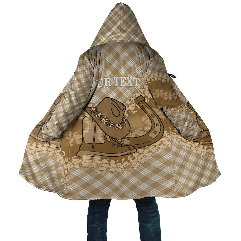 Makue Hawaii Cowboy Palaka Motifs Personalised Cloak Paniolo Festival Puakenikeni Lei