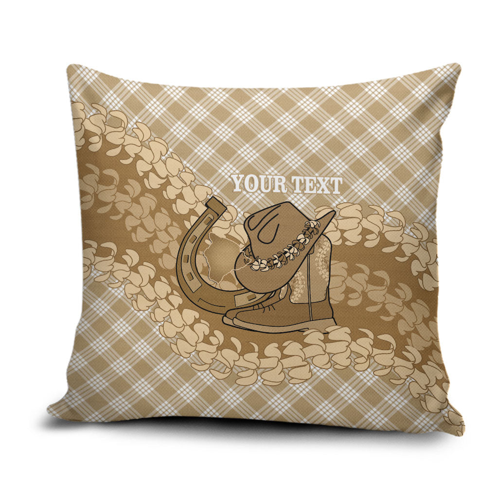 Makue Hawaii Cowboy Palaka Motifs Personalised Pillow Cover Paniolo Festival Puakenikeni Lei LT14 Brown - Polynesian Pride