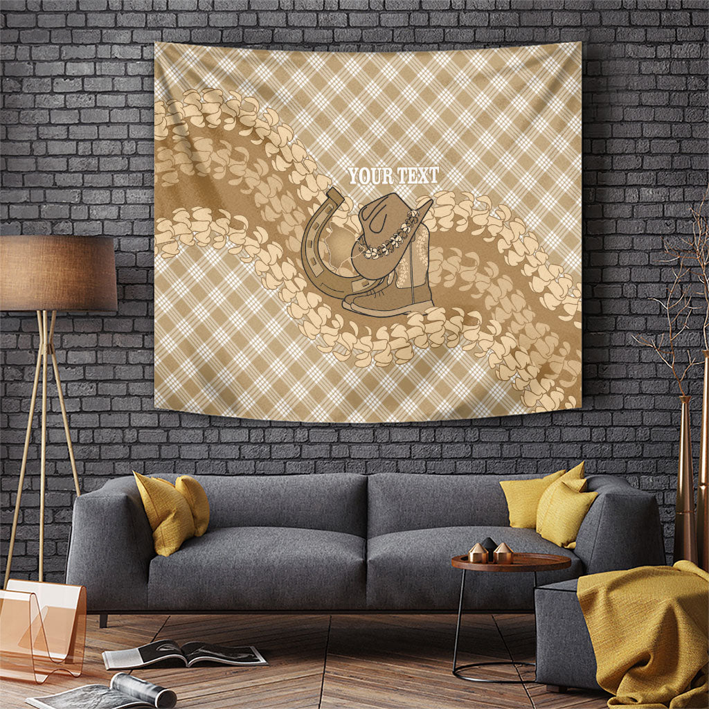 Makue Hawaii Cowboy Palaka Motifs Personalised Tapestry Paniolo Festival Puakenikeni Lei LT14 Brown - Polynesian Pride