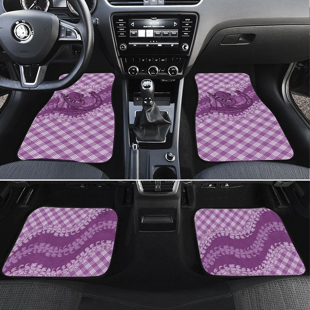 Poni Hawaii Cowboy Palaka Motifs Personalised Car Mats Paniolo Festival Puakenikeni Lei LT14 Set 4pcs Purple - Polynesian Pride