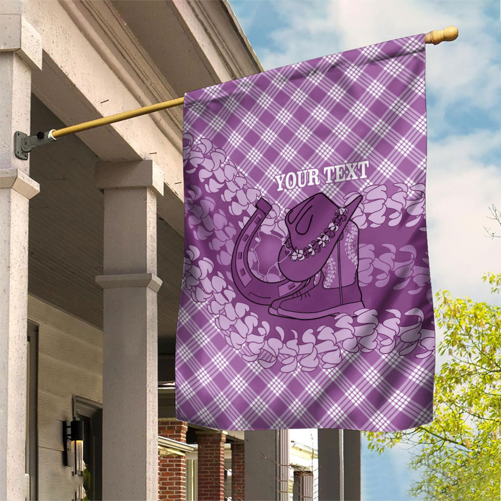 Poni Hawaii Cowboy Palaka Motifs Personalised Garden Flag Paniolo Festival Puakenikeni Lei